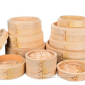 Натуральный набор бамбуковых пароварских корзин с натуральной рукой